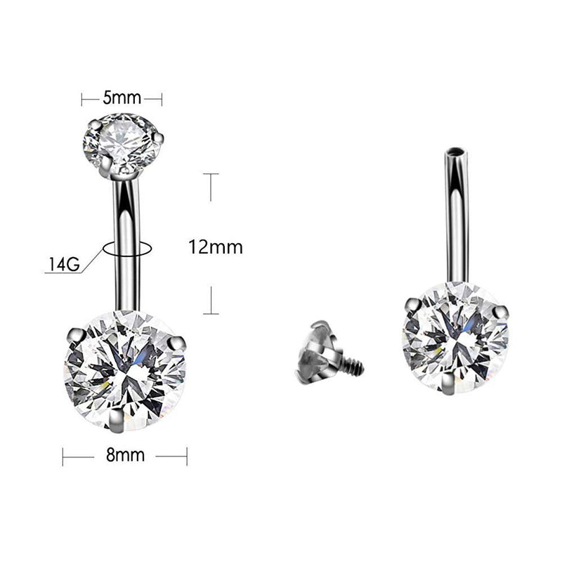Jconly Belly Piercing Kit - 14G Belly Button Ring with 316L Steel Piercing Needles and Piercing Clamp Belly Kit - NewNest Australia