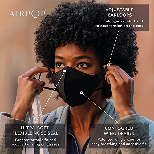 AIRPOP Light SE Reusable Washable Face Mask 1 Pack, 4-Layer Face Coverings, Contoured Fit, Lightweight Design, Adult/Kids Face Masks for Repeated Wear, 1 Pack - Black - NewNest Australia