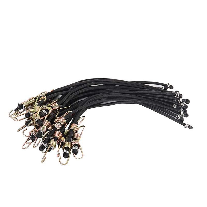 XSTRAP 10-Inch Mini Bungee Cords 20 Pieces Rubber Stretchy Bungee Cords with Steel Hooks for Tarp Covers, Canvas Canopies, Motorcycle, Cargo(Black) Black - NewNest Australia