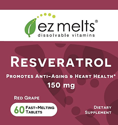 EZ Melts Resveratrol as Trans-Resveratrol, 150 mg, Sublingual Vitamins, Vegan, Zero Sugar, Natural Grape Flavor, 60 Fast Dissolve Tablets - NewNest Australia