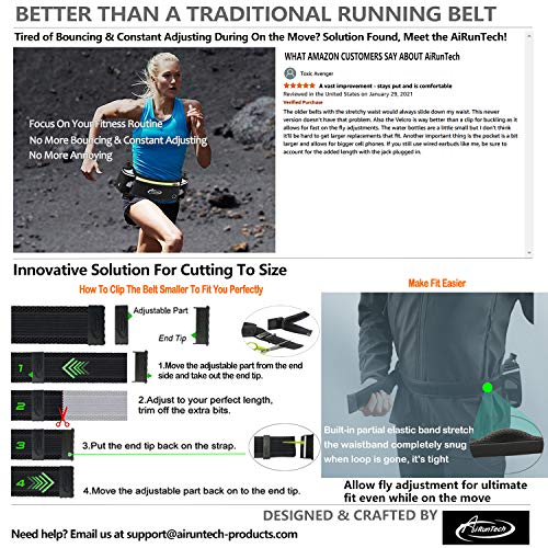AiRunTech Running Belt with Water Bottles No Bounce Hydration Belts Can be Cut to Size Design Strap for Runners 2*6 OZ bottles Black - NewNest Australia