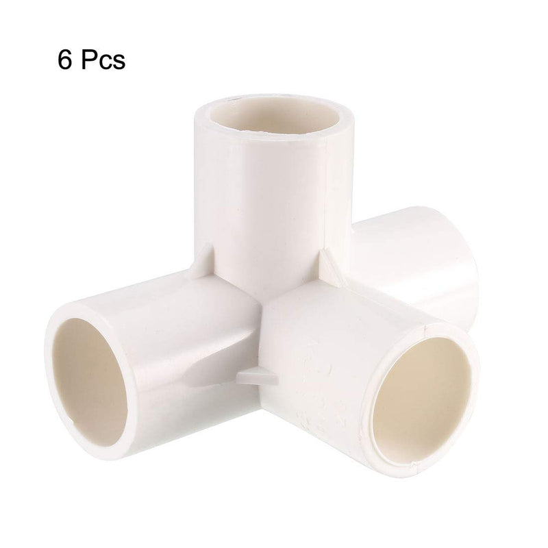 uxcell 4 Way Elbow PVC Pipe Fitting Furniture Grade 20mm Size Tee Corner Fittings White 6pcs - NewNest Australia