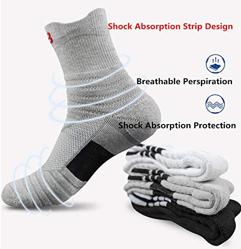 Kisgyst Men's Athletic Compression Crew Ankle Quarter Running Socks Elite Basketball Cushioned Training Socks 3 Pairs - NewNest Australia