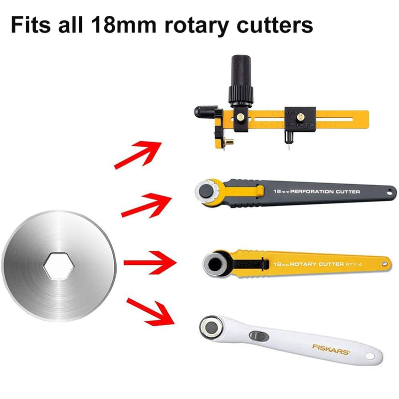 KISSWILL 18mm Rotary Cutter Blades 10 Pack, Fits OLFA Rotary Circle Cutter Replacement for Quilting Scrapbooking Sewing Arts&Crafts, Sharp and Durable (18MM) - NewNest Australia