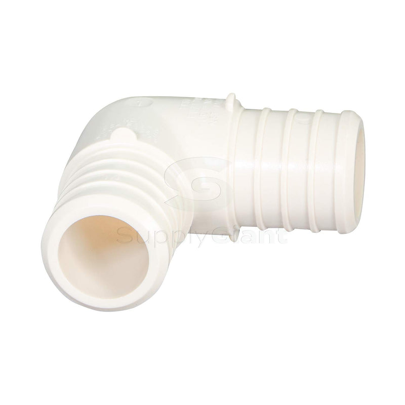 Supply Giant QQMO0012-5 Plastic PEX Poly Alloy 90 Degree Elbow Barb Pipe Fitting, 1/2'', White, 5 Pack - NewNest Australia