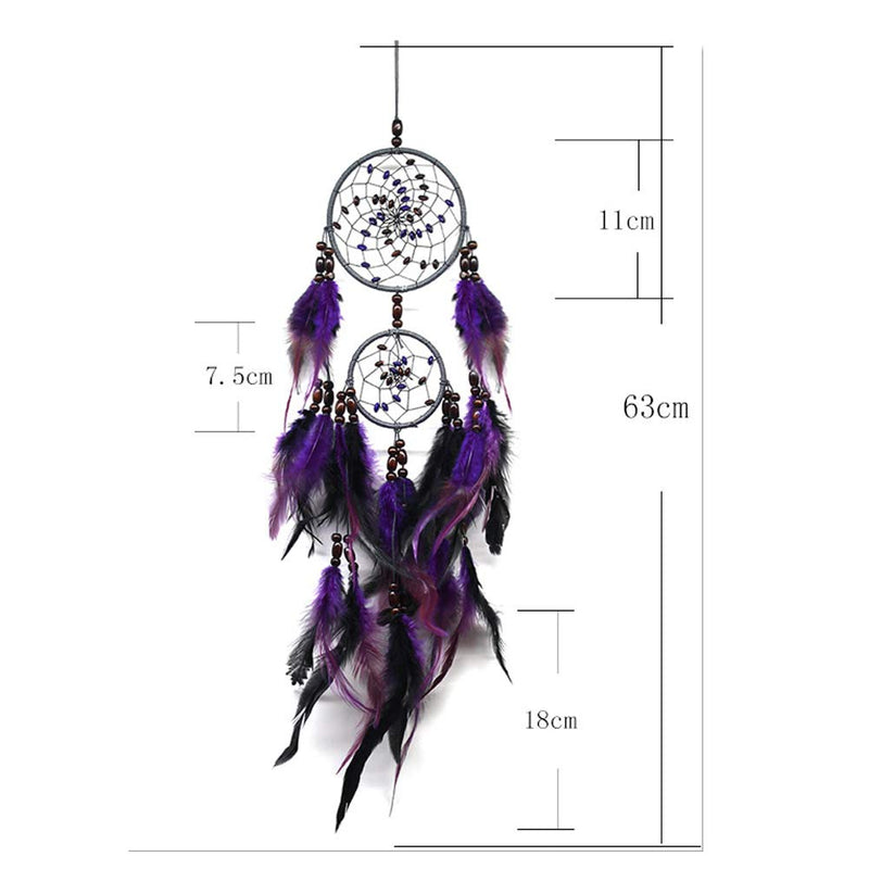 NewNest Australia - Tellpet Dream Catchers Purple Handmade Feather Dreamcatcher Purple＆2circles 