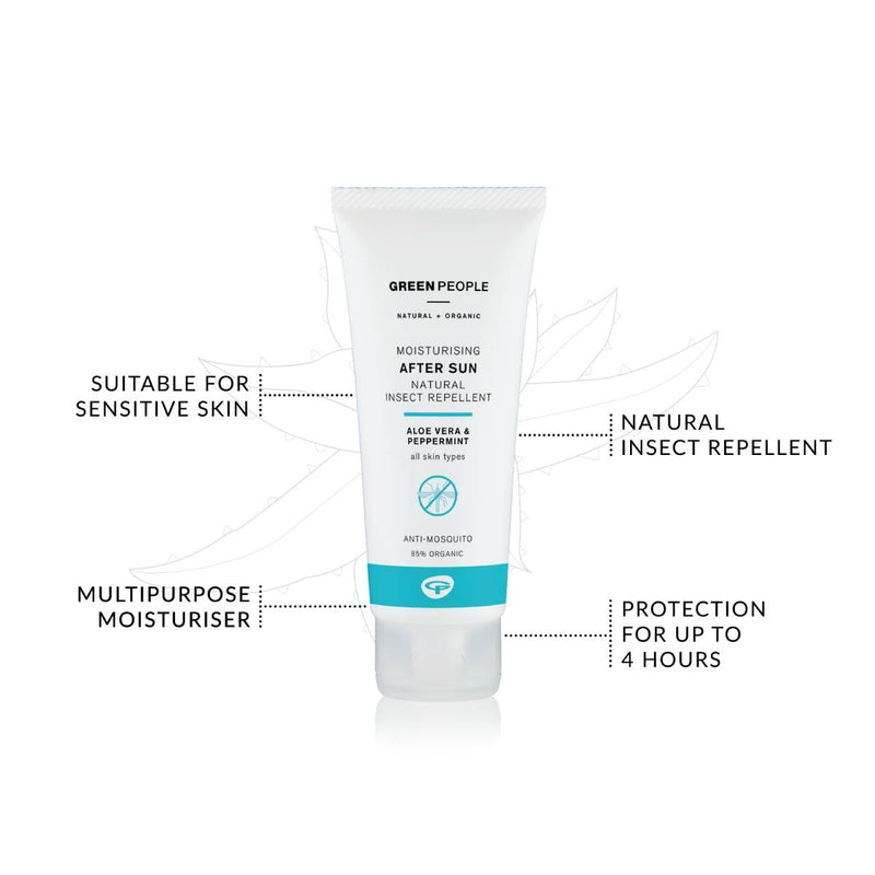 Green People Moisturising After Sun with Natural Insect Repellent 100ml | Natural, Organic Aftersun Lotion with Citrepel®75 | Travel Size | Soothing Aloe Vera & Cooling Mint | Vegan, Cruelty Free - NewNest Australia