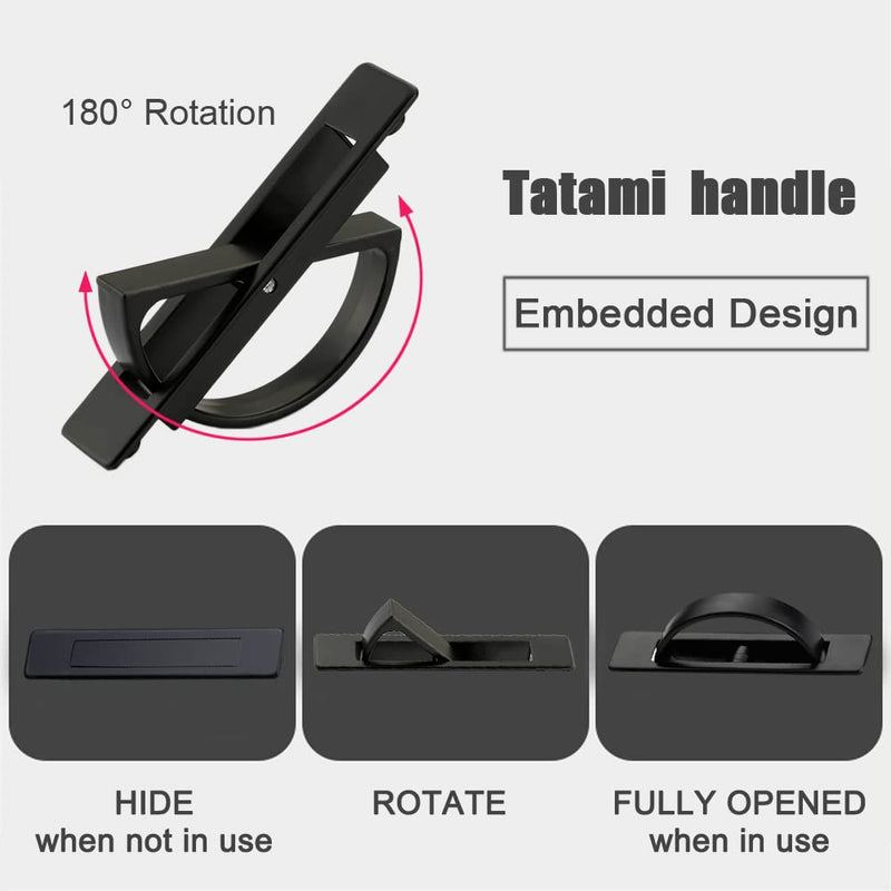 DSBGKJI 2 Pcs Invisible Cabinet Drawer Handle 180° Rotating Zinc Alloy Hidden Grip Concealed Door Pulls Handles Hardware for Cabinet,Tatami,Wardrobe,Drawer,Closet,Cabin (Black) - NewNest Australia