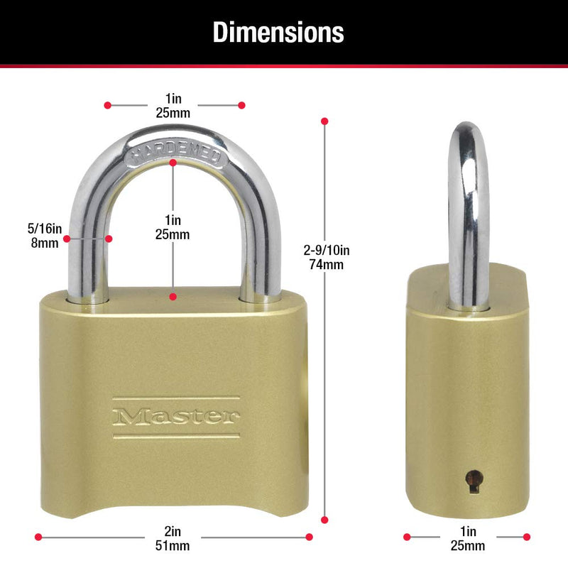 Master Lock 175D Locker Lock Set Your Own Combination Padlock, 1 Pack, Brass Finish Standard - NewNest Australia