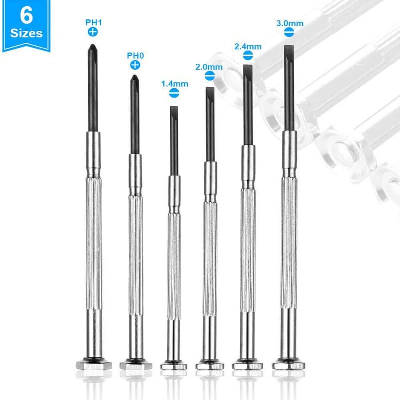 6PCS Mini Screwdriver Set, Small Screwdriver Set with 6 Different Size Flathead and Phillips Screwdrivers, Precision Screwdriver Set for Jewelry, Watch, iPhone, Eyeglass Repair - NewNest Australia