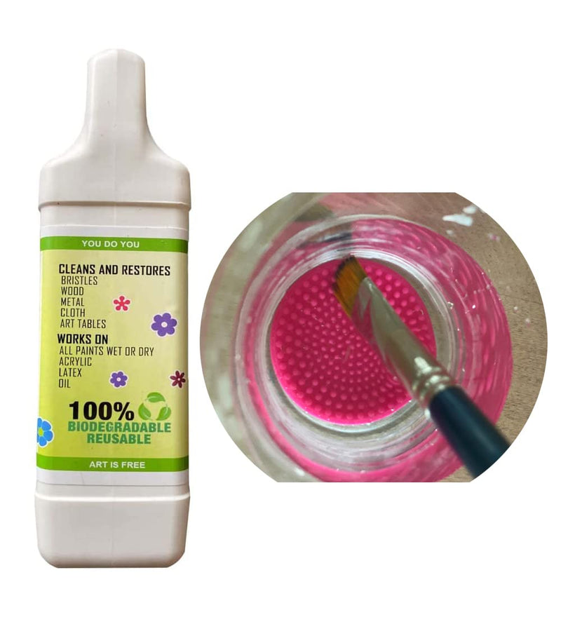 Green Piece Completely Nontoxic Paint Brush Cleaner for Paint Cleanup for Brushes (Combo Pack- Paint Brush Cleaner with Pink mat) Combo Pack- Paint brush cleaner with pink mat - NewNest Australia