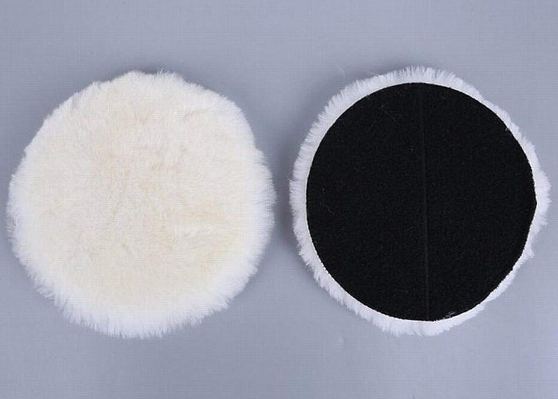 Inzoey Wool Polishing Pad 5 Inches Soft Sheepskin Buffing Pads with Hook and Loop Back Wool Cutting Pad for Car, Furniture, Glass and So On (Pack of 2) 5" - NewNest Australia