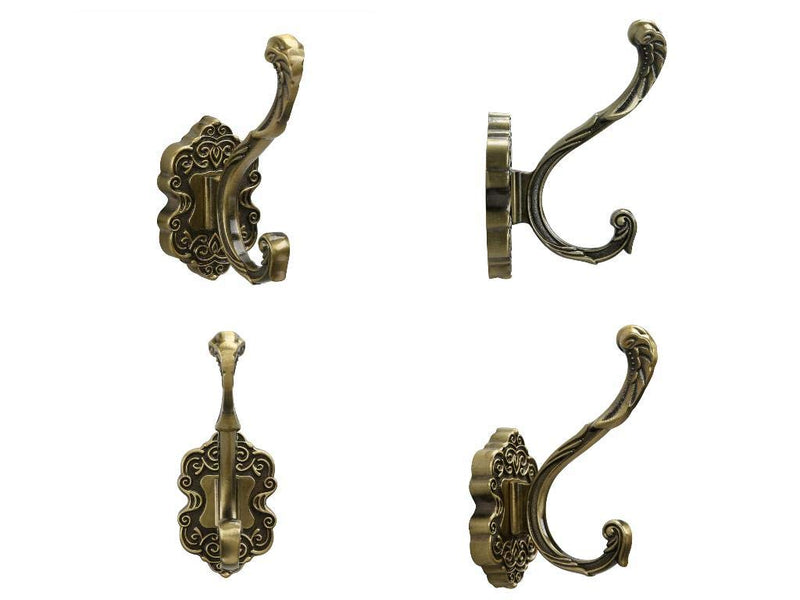 NewNest Australia - SDH Rustic Robe Hooks, Towel Hooks, Wall Mounted, Vintage, Bedroom, Hall Way, Aluminum Alloy, Antique Bronze Anodizing, Pack in 2 Pcs Antique Bronze X 2 Single Hooks 