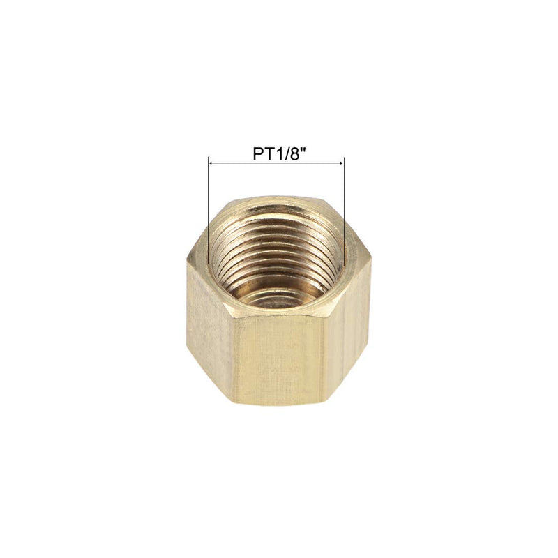 uxcell 1/8 Inch Brass Cap PT1/8 Female Pipe Fitting Hex Compression Stop Valve Connector 11x11mm - NewNest Australia