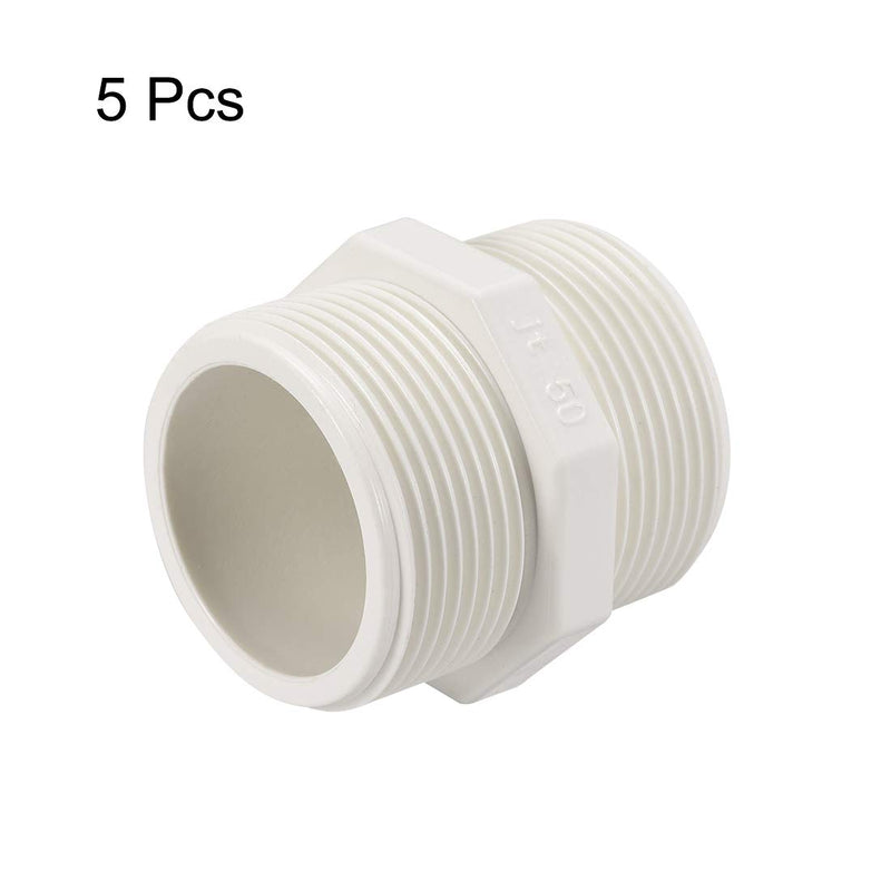 uxcell PVC Pipe Fitting Octagonal Nipple G1-1/2 X G1-1/2 Male Thread Adapter Connector 5pcs - NewNest Australia