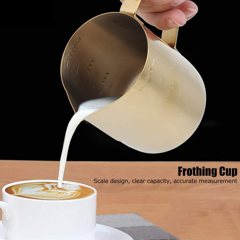 JJ. Accessory Milk Frothing Pitcher 350ML/600ML Stainless Steel Coffee Milk Frothing Cup Pitcher Jug with Scale for Home Coffee Latte Art(350ML) - NewNest Australia