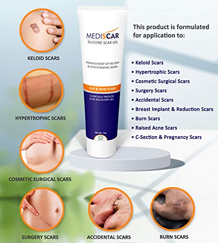 MediScar Silicone Scar Gel 30g – Keloid Scar Treatment – Hypertrophic Scar Removal Gel- Scar Removal for Face, Body, Stretch Marks, C-Sections, Surgical Marks, Acne – Old and New Scars - NewNest Australia