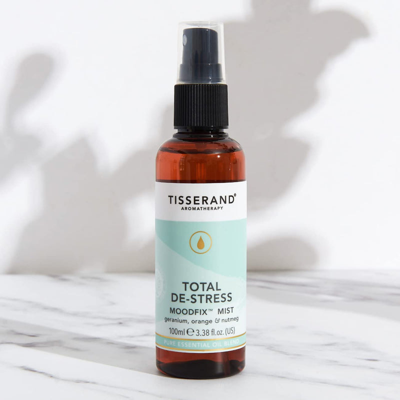 Tisserand Aromatherapy - Total De-Stress - MoodFix Mist - Orange, Geranium, Nutmeg - 100% Natural Pure Essential Oils - 100ml - Calming Mist Spray - NewNest Australia