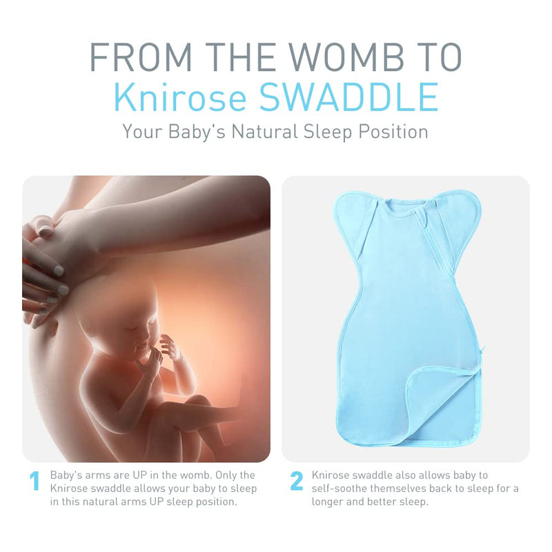 Knirose Swaddle Blanket Sleep Sack with Arms Up Design Help Baby Self-Soothing, Transitions to Arms-Free Wearable Sleeping Bag for Newborn Baby Snug Fit Calms Startle Reflex Dramatically Better Sleep Blue S ( 0-3 Months ) - NewNest Australia