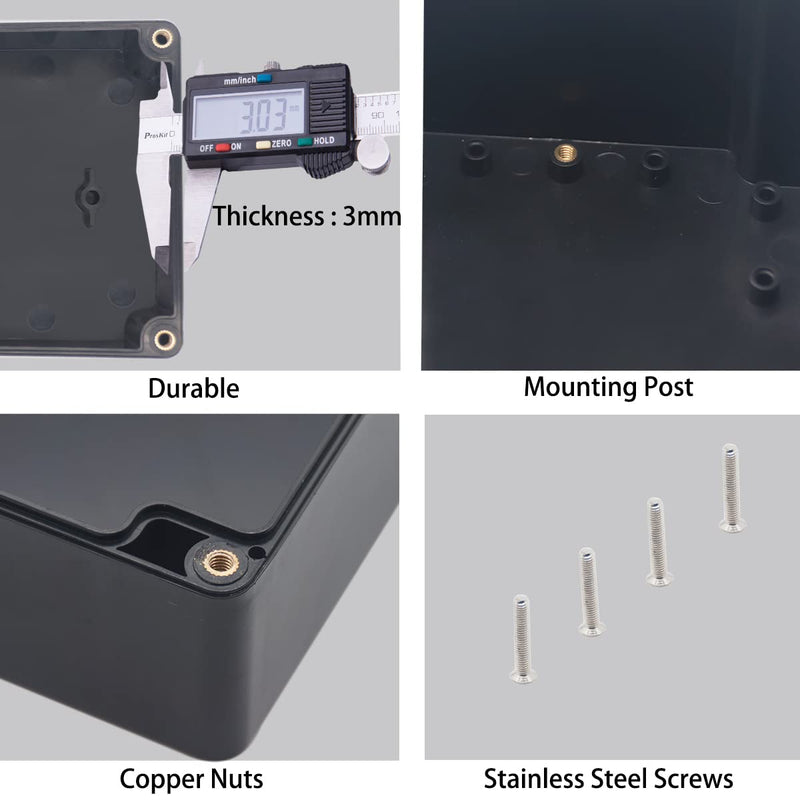 YETLEBOX Watertight Junction Box, IP67 Waterproof Project Box Durable ABS Plastic Electronic Enclosure Case for DIY Electrical Project Black 3.94" x 2.68" x 1.97"(100 x 68 x 50 mm) 2Pcs 3.94" x 2.68" x 1.97" 2Pcs - NewNest Australia