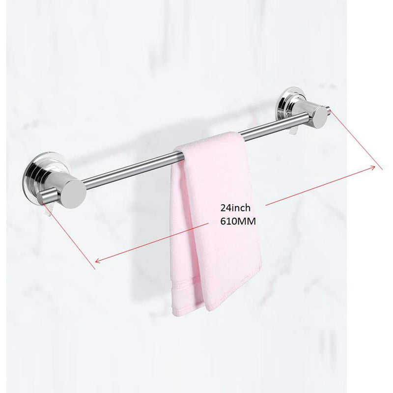 JiePai 24 inch Vacuum Suction Cup Towel Bar,Removeable Shower Mat Rod Shower Door Adhesive Towel Bar Suction Towel Rack (Chrome) Chrome 24inch - NewNest Australia