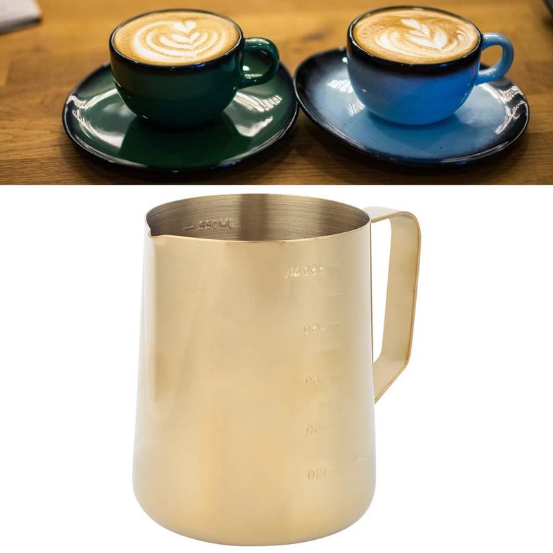 Christmas Carnival Frothing Pitcher - Milk Steaming Pitchers - Gold Stainless Steel Coffee Milk Frothing Cup Pitcher Jug with Scale for Home Coffee Latte Art Use(600ML) 600ML - NewNest Australia