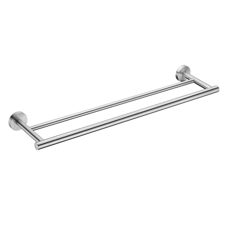 Hoooh Bathroom Double Towel Bar 24-Inch Stainless Steel Bath Towel Rack Holder Wall Mount Brushed Finish, A102L60-BN Brushed Steel - NewNest Australia