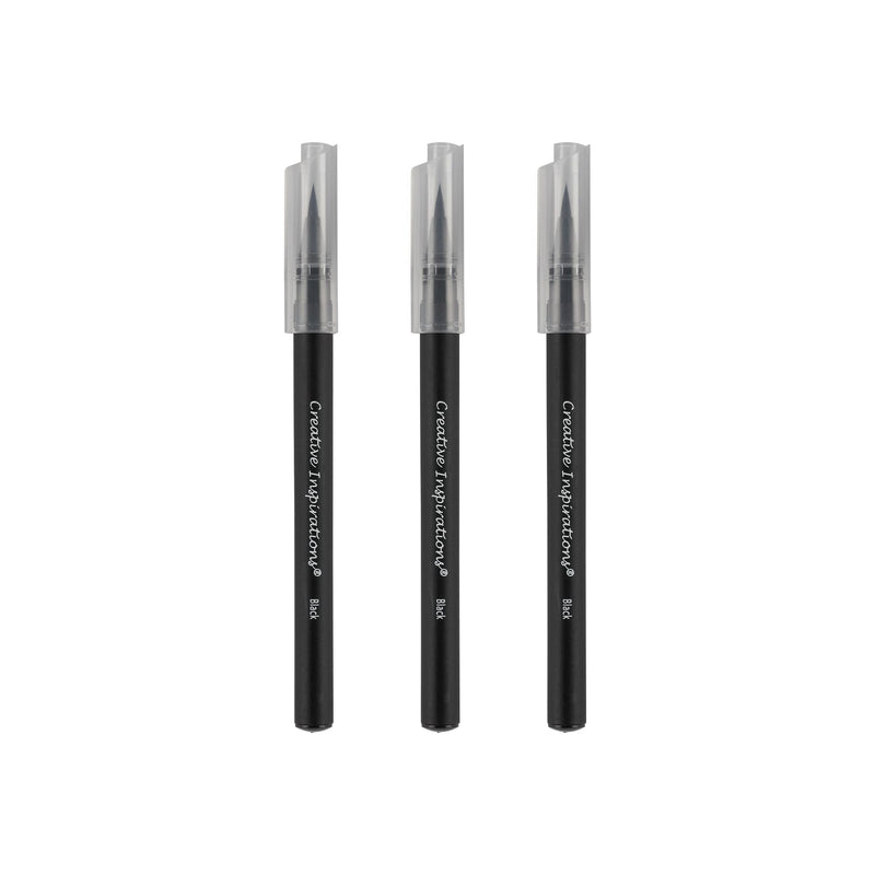 Creative Inspirations Watercolor Brush Pen Set - Water-Soluble Pens for Painting and Coloring - Set of 3 Black Brush Pens - NewNest Australia