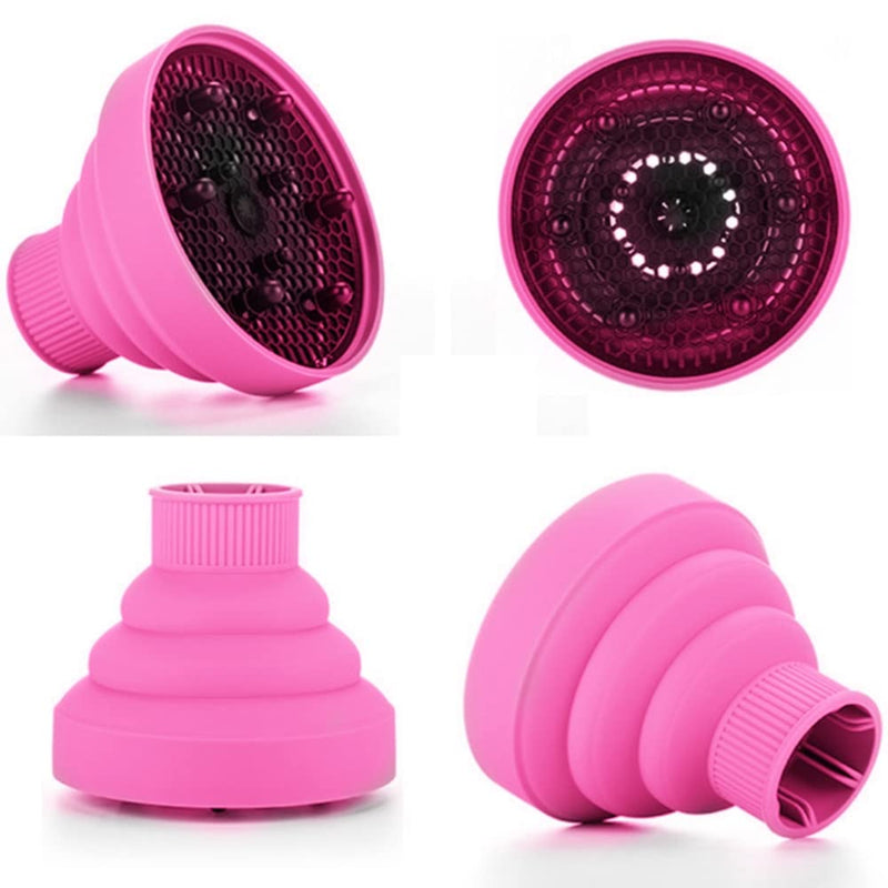 Hair Diffuser for Curly Hair Dryer Travel Collapsible Portable Hair Styling Appliances Hairdryer Diffuser Attachment Universal for Salon or Home Use (Rose Red) - NewNest Australia