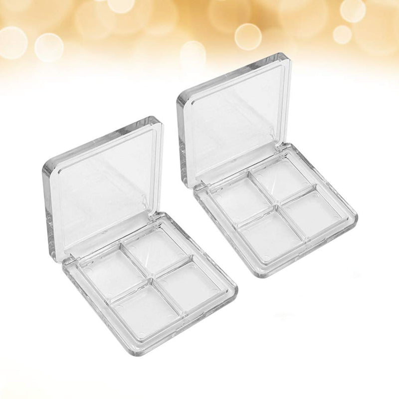 Lurrose 2PCS Empty Eyeshadow Palette Refillable 4 Grids Plastic Eye Make Up Container Palette - NewNest Australia