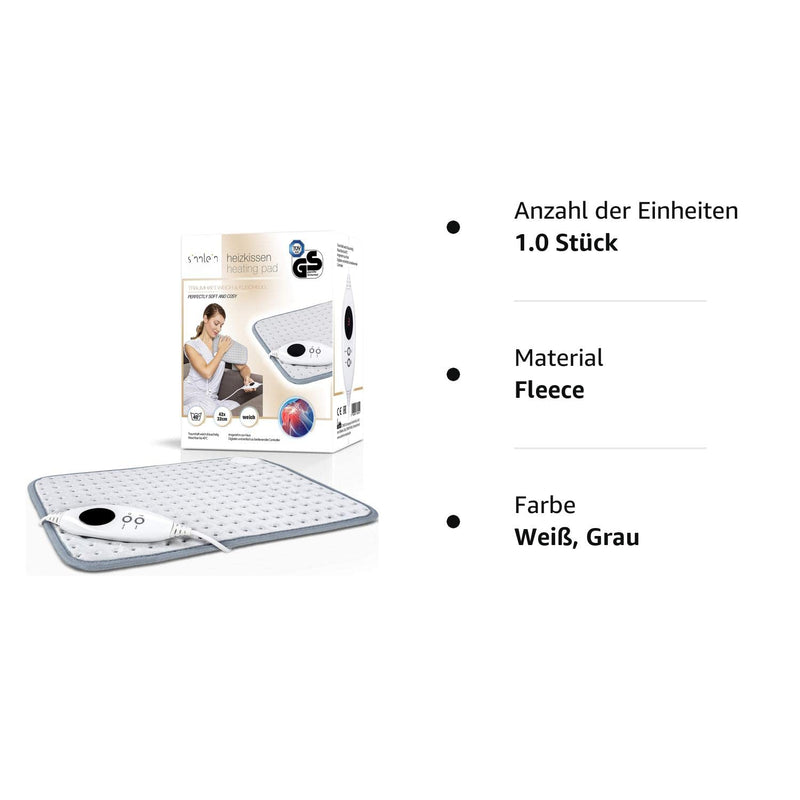 sinnlein® heating pad made of fleece 42 x 32 cm TÜV SÜD GS tested | electric heating pad with automatic switch-off | 6 temperature levels | washable up to 40°C | Digital display grey - NewNest Australia