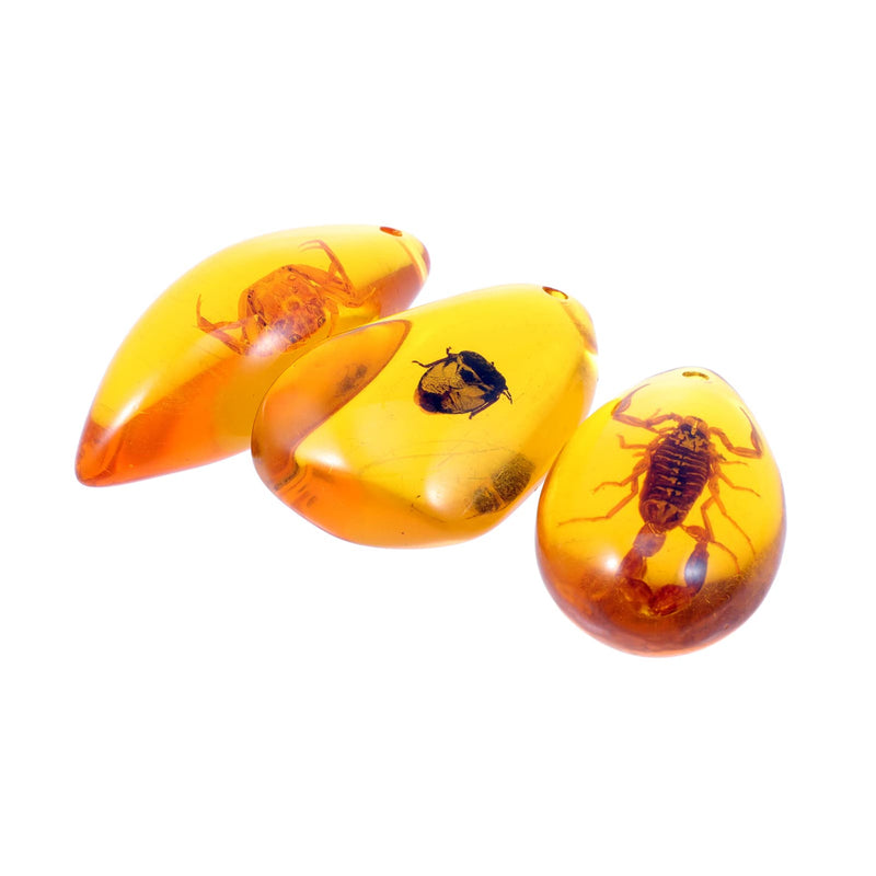 ULTNICE 3pcs Amber Insect Specimens Pendants Amber Fossil Insect Artificial Amber Insect Specimen Pendant Scorpions Insects Amber Stone Ornament for Necklace - NewNest Australia