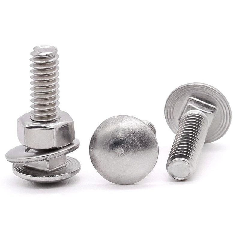 Glvaner (10 Sets) 1/4-20 x 1-1/4" Stainless Steel Carriage Bolts Screws Round Head Square Neck and Hex Nuts & Flat Washers 304 Stainless Steel 18-8 Full Thread Coverage 1/4-20 x 1-1/4" (10 Sets) - NewNest Australia