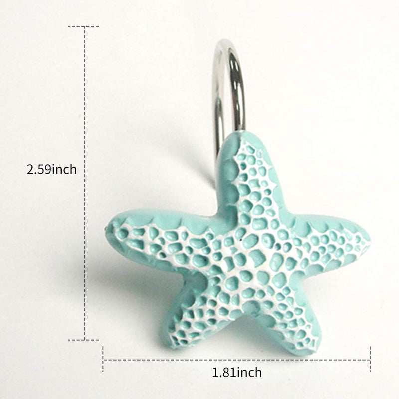 Shower Curtain Hooks, 12Pcs Starfish Anti Rust Decorative Resin Shower Curtain Rings Hooks for Bathroom Bedroom Baby Living Room Decor Shower Rods Curtains Window Hangings Holder - NewNest Australia