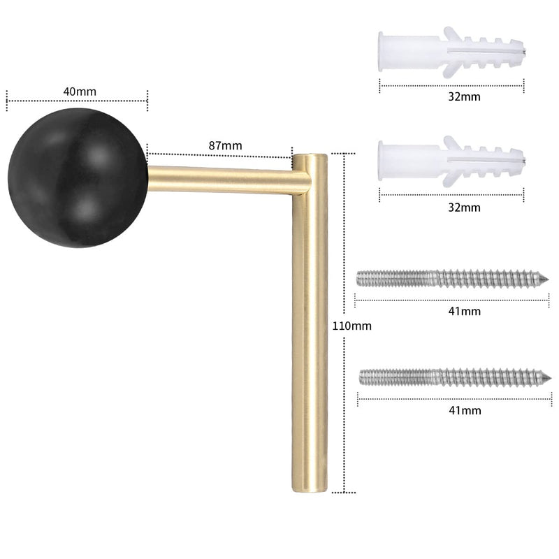 rockcloud 2 Pcs Crystal Stone L Shape Curtain Holdbacks for Wall, Curtain Tiebacks for Drapes Wall Mounted Hooks for Home Office Decor, Obsidian Black - NewNest Australia