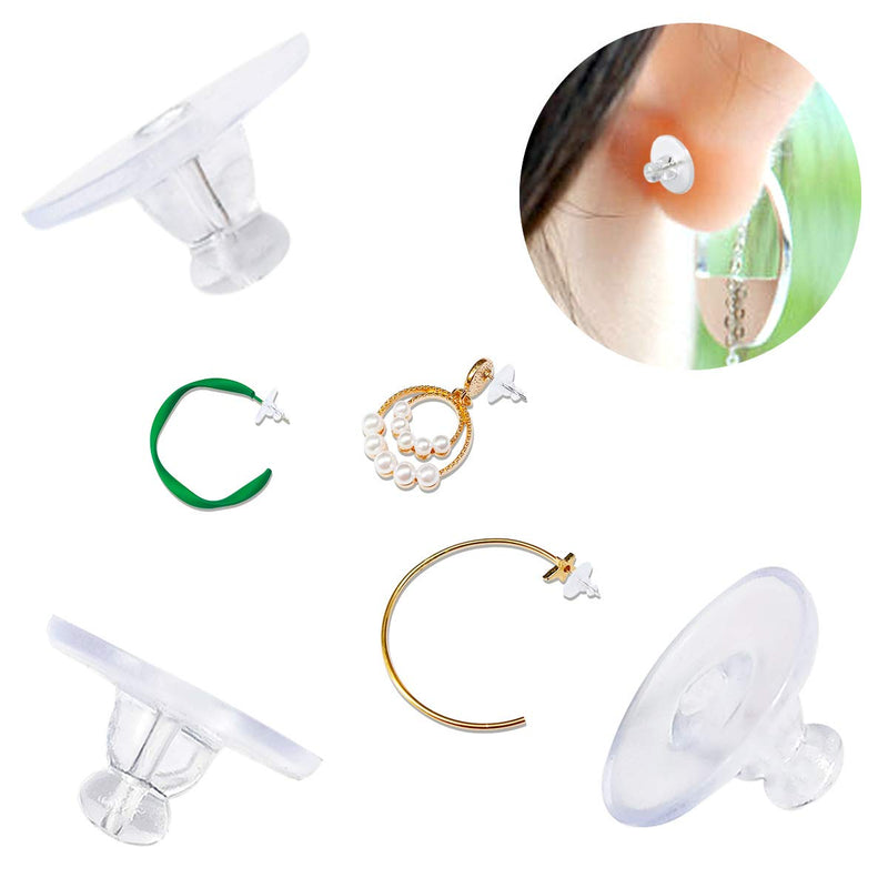 Silicone Earring Backs,Clear Rubber Earring Backs,Earring Safety Back Stopper Clutch Ear Locking with Pad (Pack of 100) - NewNest Australia