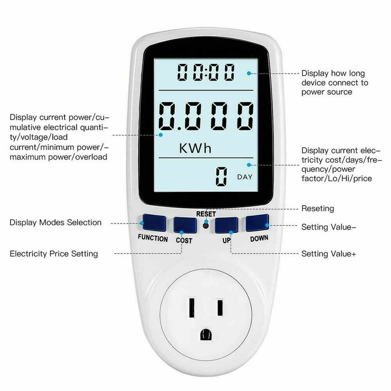 Digital Power Monitor Meter Usage Energy Watt Amp Volt KWh Electricity - NewNest Australia