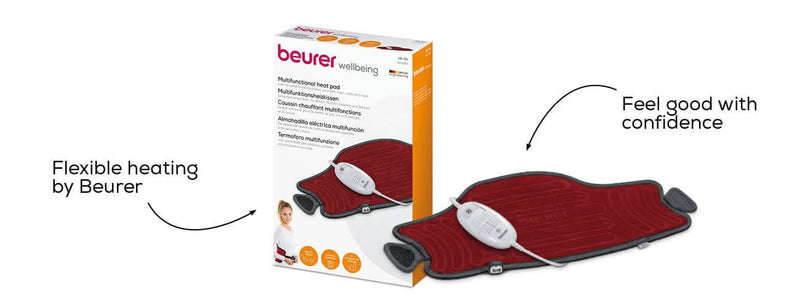 Beurer HK55 Easy-Fix Multifunctional Heat Pad | Targeted heat application for your neck, back, stomach and joints | 3 temperature settings | Velor fibres | Elastic extension band | Machine washable - NewNest Australia