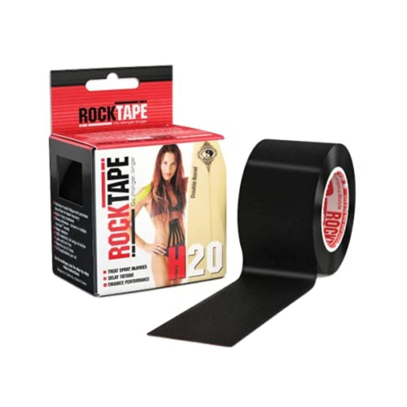 RockTape Unisex's 2" H2O Black Logo Tape, Small, Uncut Roll-5cm Wide & Kinesiology Tape Athletes, Extra Sticky + Water Resistant, Reduce Pain & Injury Recovery, 5cm x 5m, Uncut, H2O Black,6.09465E+11 - NewNest Australia