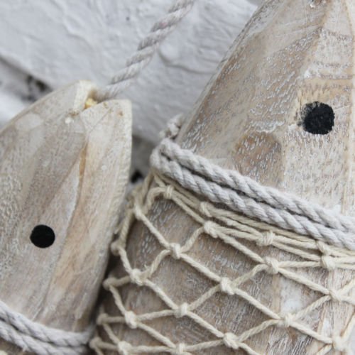 NewNest Australia - Only 2 Pieces Nautical Wooden Fish Wall Hanging Ornaments Home Wall Decor Hanger Gift 8 Inches 