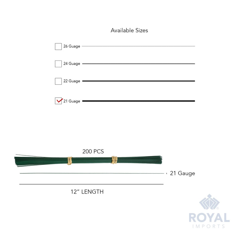 Royal Imports Bulk Green Cut Paddle Wire, 12" Stems, 21 Gauge, 200 pcs for Floral Arrangements, Florist Supplies, Jewelry, Gift, Crafts, Wreath Making, Flower Garland, Plant Garden Ties, Bouquet Wrap 21 Guage - NewNest Australia
