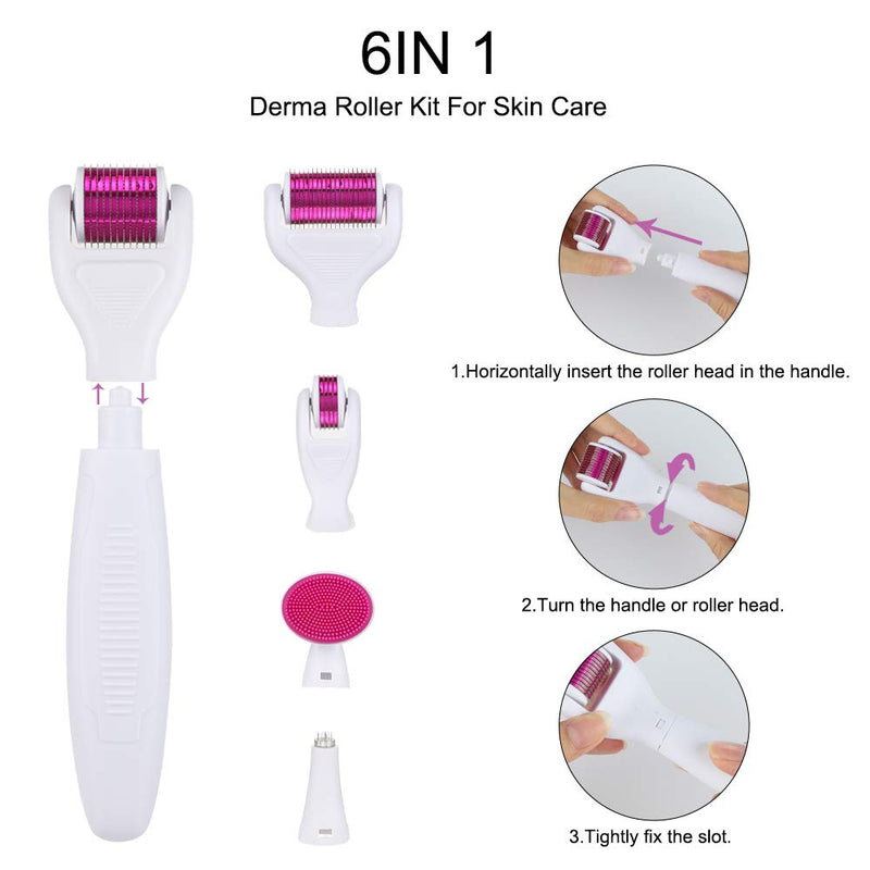 SONGQEE Derma Roller, Derma Roller Kit 6 IN 1 Micro Needling System Reduce Wrinkles, Sun Damage, Dark Spots, Scars, Cellulite, Stretch Marks to use on Face, Eyes, Body - NewNest Australia