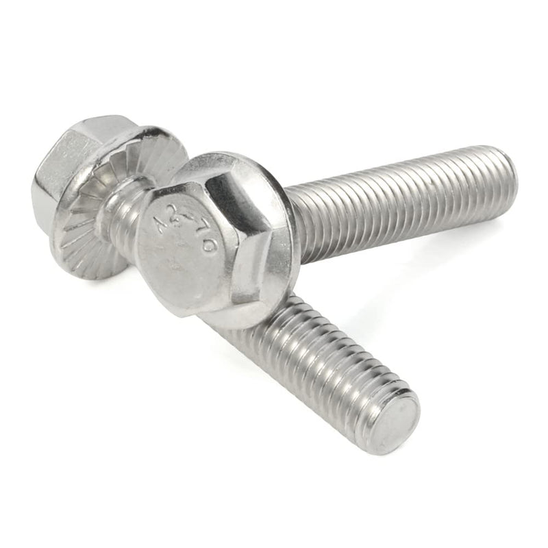 M5-0.8 x 12mm Flanged Hex Head Bolts Flange Hexagon Screws, Stainless Steel 18-8 (304), Plain Finish, 40 PCS M5 x 12mm (40 PCS) - NewNest Australia