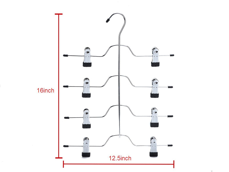 NewNest Australia - 2 Quality Pant Skirt Trouser 4-Tier Pants Metal Hangers Heavy Duty Metal and Clips (2) 2 