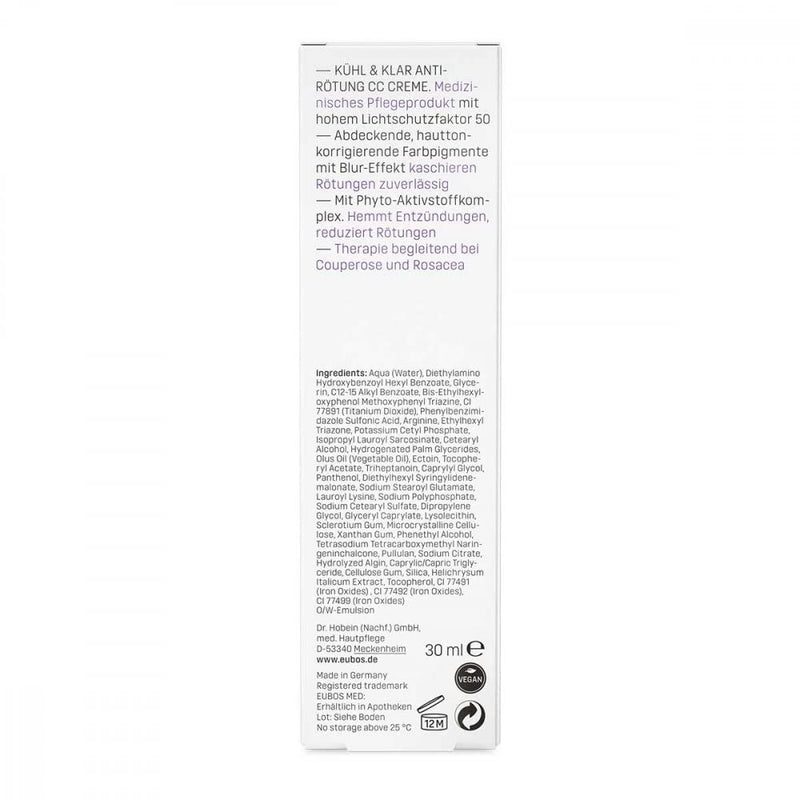 EUBOS COOL & CLEAR Anti-Redness CC Cream SPF 50 30 ml - NewNest Australia