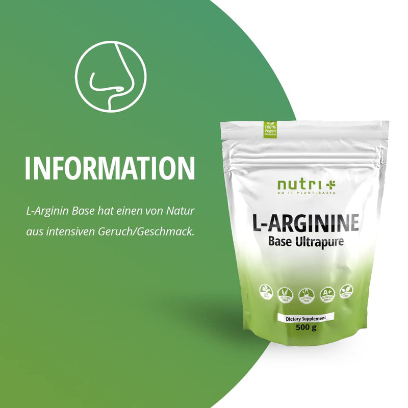 L-Arginine Base Powder 500g - Highest Dosage - Vegetable through Fermentation - Pure L-Arginine Powder - Vegan - Neutral - No Additives - Premium Quality L-Arginine Base 500g (Pack of 1) - NewNest Australia