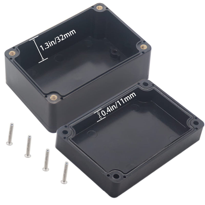 YETLEBOX Watertight Junction Box, IP67 Waterproof Project Box Durable ABS Plastic Electronic Enclosure Case for DIY Electrical Project Black 3.94" x 2.68" x 1.97"(100 x 68 x 50 mm) 2Pcs 3.94" x 2.68" x 1.97" 2Pcs - NewNest Australia