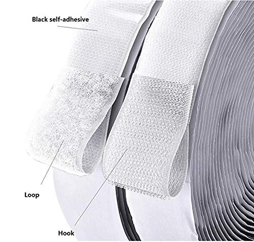 Yuwa 2 Inch White Hook and Loop Self Adhesive Sticky Back Tape Fastener Nylon Heavy Duty for DIY Craft (5 Yards) (White) - NewNest Australia