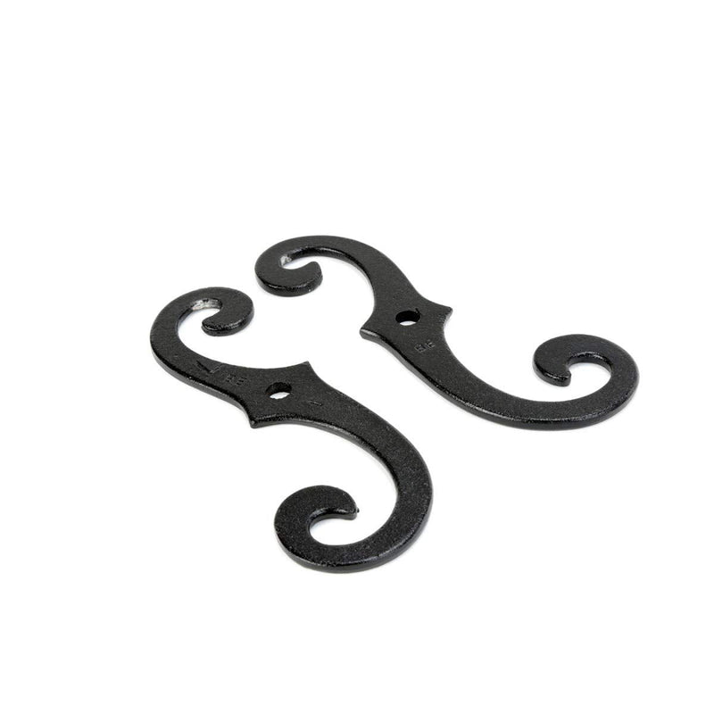 Renovators Supply Black Shutter Dog Holders 6.5 Inches Long Antique Decorative S Style Solid Aluminium Black Rust Resistant Powder Coated External Shutter Tieback Hardware Including Mounting Screws - NewNest Australia