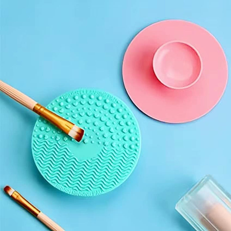 2 Pcs Makeup Brush Cleaner Mats Silicone Cosmetic Brush Cleaning Pads Makeup Brush Scrubber Mats Brush Washing Tool with Suction Cup for Foundation Face Powder Eye Shadow Eyeliner Eyebrow Brushes - NewNest Australia